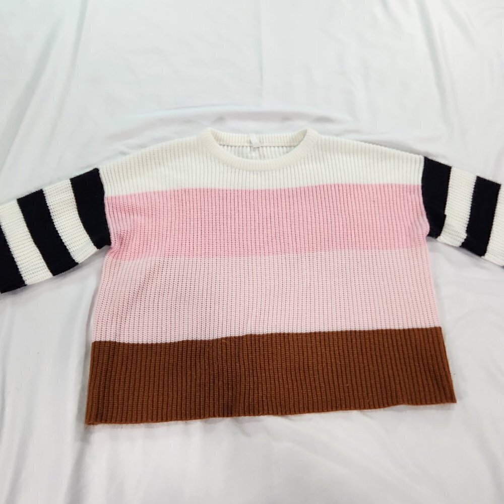 Wishlist ColorBlock Stripe Cozy Oversized Knit Crewneck Sweater Medium / Large